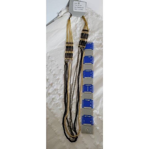 Black and Gold Bead Necklace - Picture 2 of 3